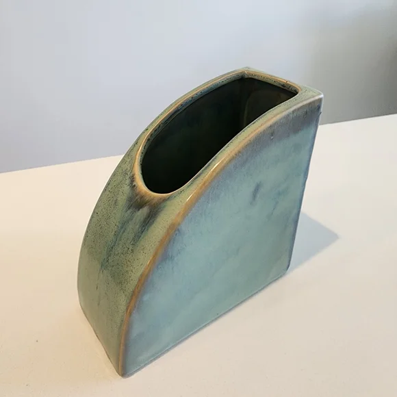 Bookend Vase Blue-Green Ceramic - Picture 4 of 8